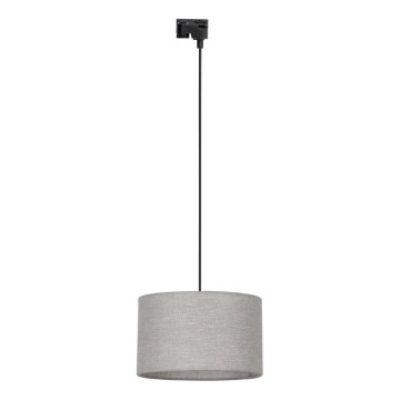 Ljuskrona med textilsladd för 1-fas skensystem TRACER 1xE27/15W/230V diameter 38 cm svart/grå