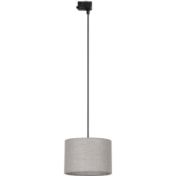 Ljuskrona med textilsladd för 3-fas skensystem TRACER 1xE27/15W/230V diameter 30 cm svart/grå