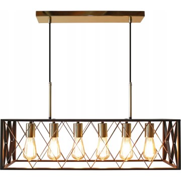 Ljuskrona med textilsladd FRAME 6xE27/60W/230V svart/guld