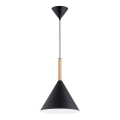Ljuskrona med textilsladd FUKS 1xE27/15W/230V svart/beige
