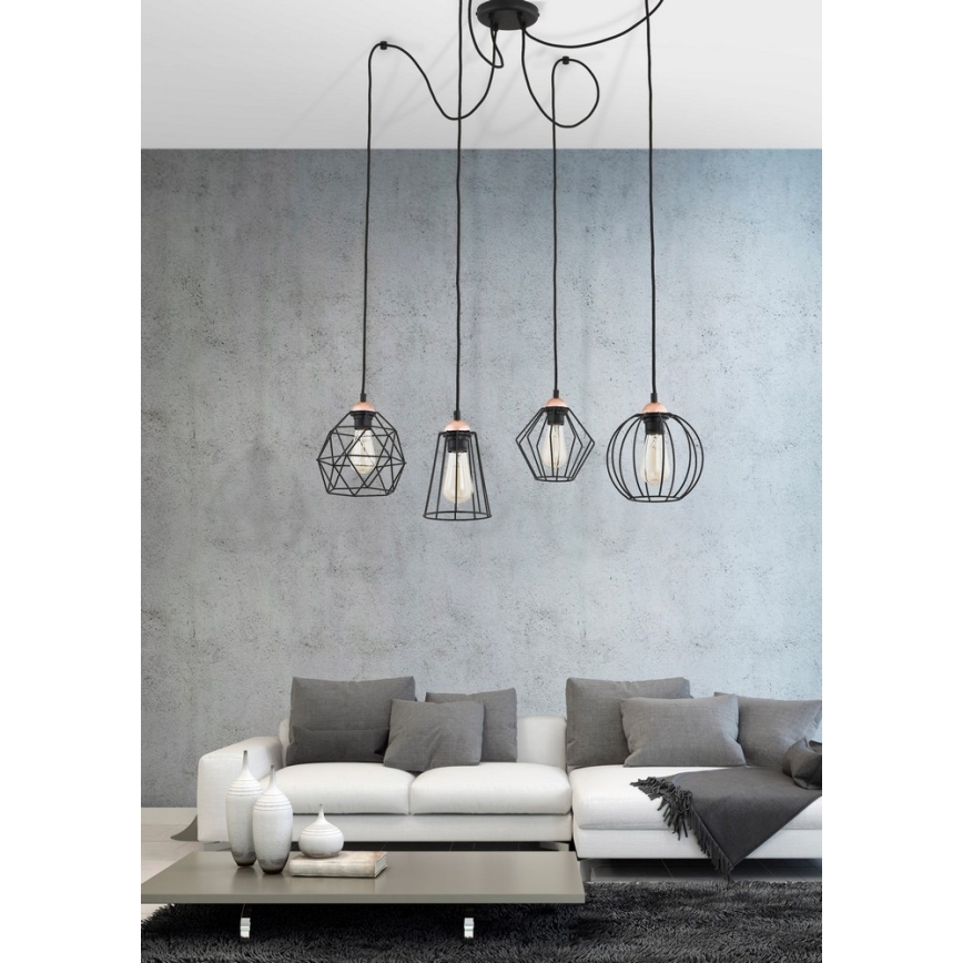 Ljuskrona med textilsladd GALAXY 4xE27/60W/230V spindel