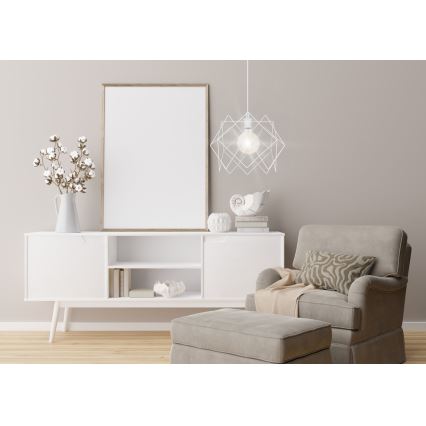 Ljuskrona med textilsladd GALL 1xE27/60W/230V vit