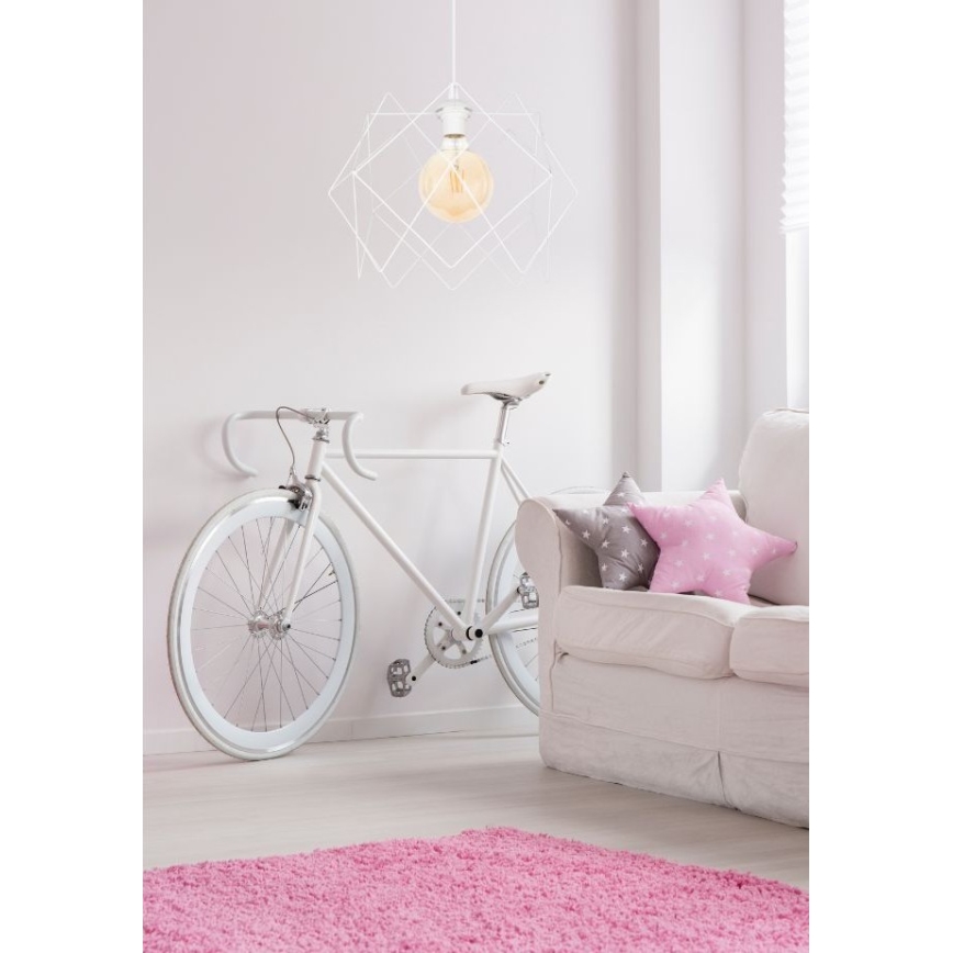 Ljuskrona med textilsladd GALL 1xE27/60W/230V vit