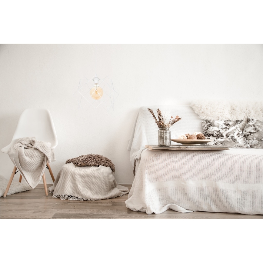 Ljuskrona med textilsladd GALL 1xE27/60W/230V vit