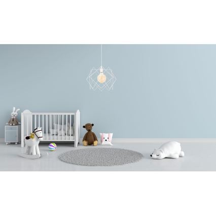 Ljuskrona med textilsladd GALL 1xE27/60W/230V vit