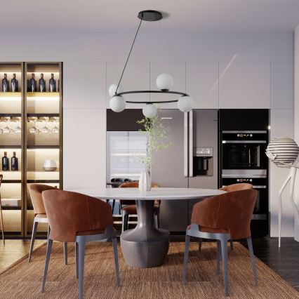 Ljuskrona med textilsladd GAMA 5xG9/12W/230V svart