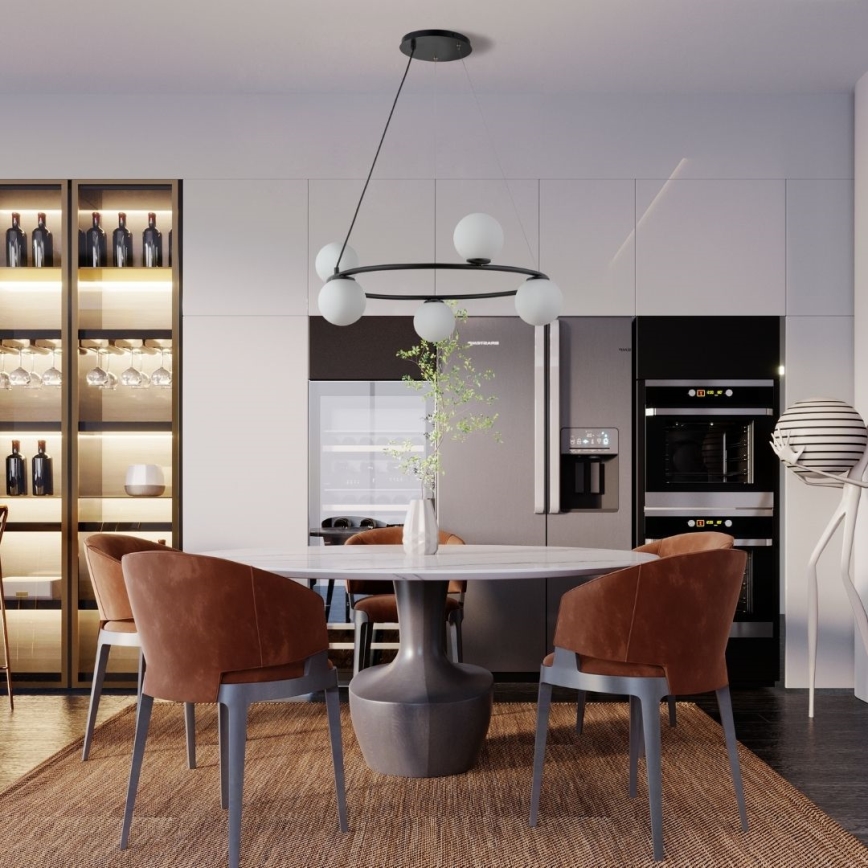 Ljuskrona med textilsladd GAMA 5xG9/12W/230V svart