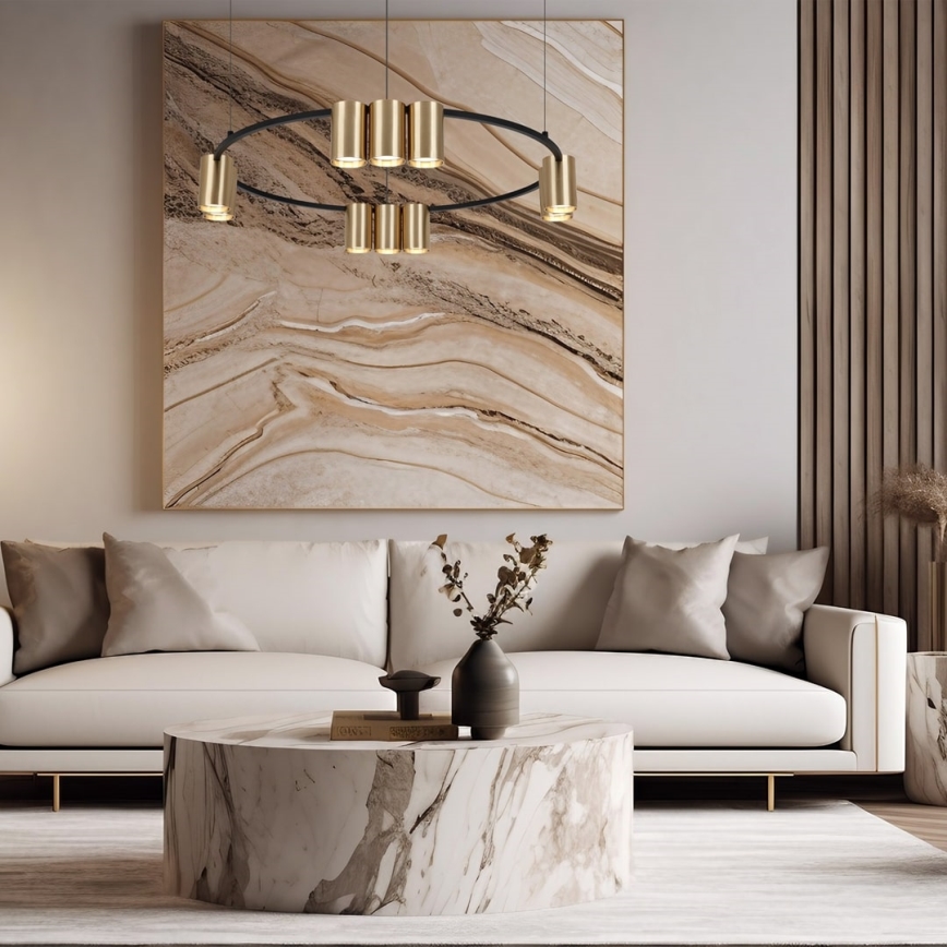 Ljuskrona med textilsladd GENESIS 10xGU10/8W/230V guld