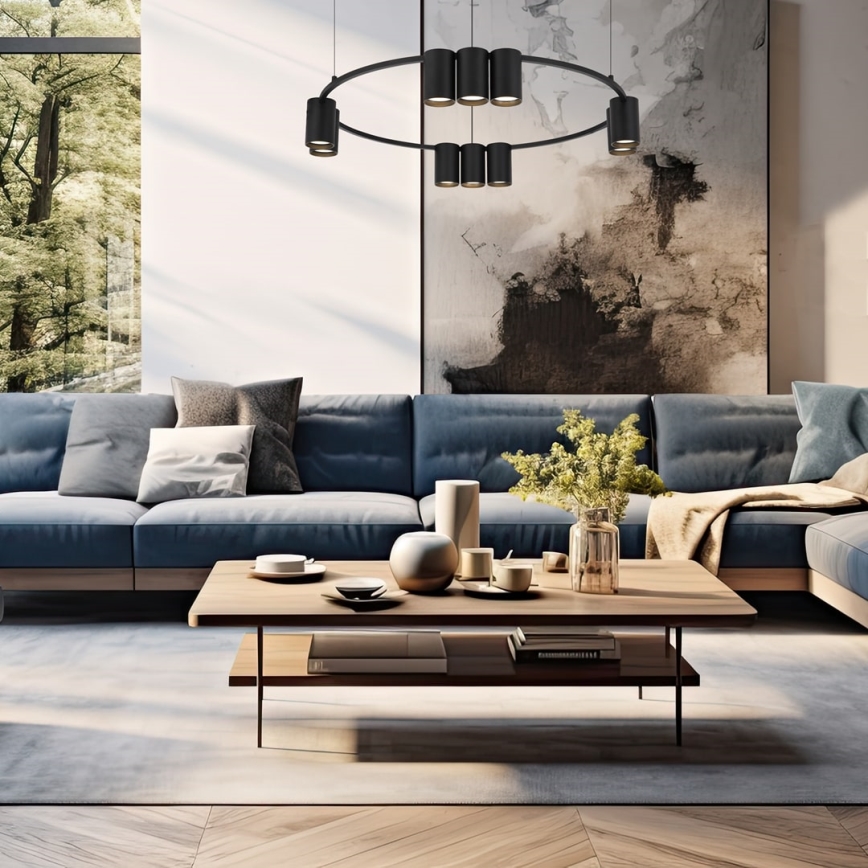 Ljuskrona med textilsladd GENESIS 10xGU10/8W/230V svart