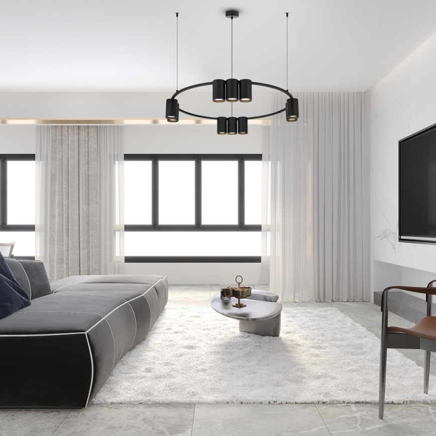 Ljuskrona med textilsladd GENESIS 10xGU10/8W/230V svart