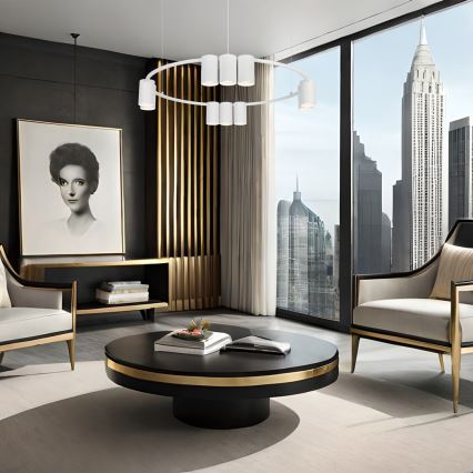 Ljuskrona med textilsladd GENESIS 10xGU10/8W/230V vit