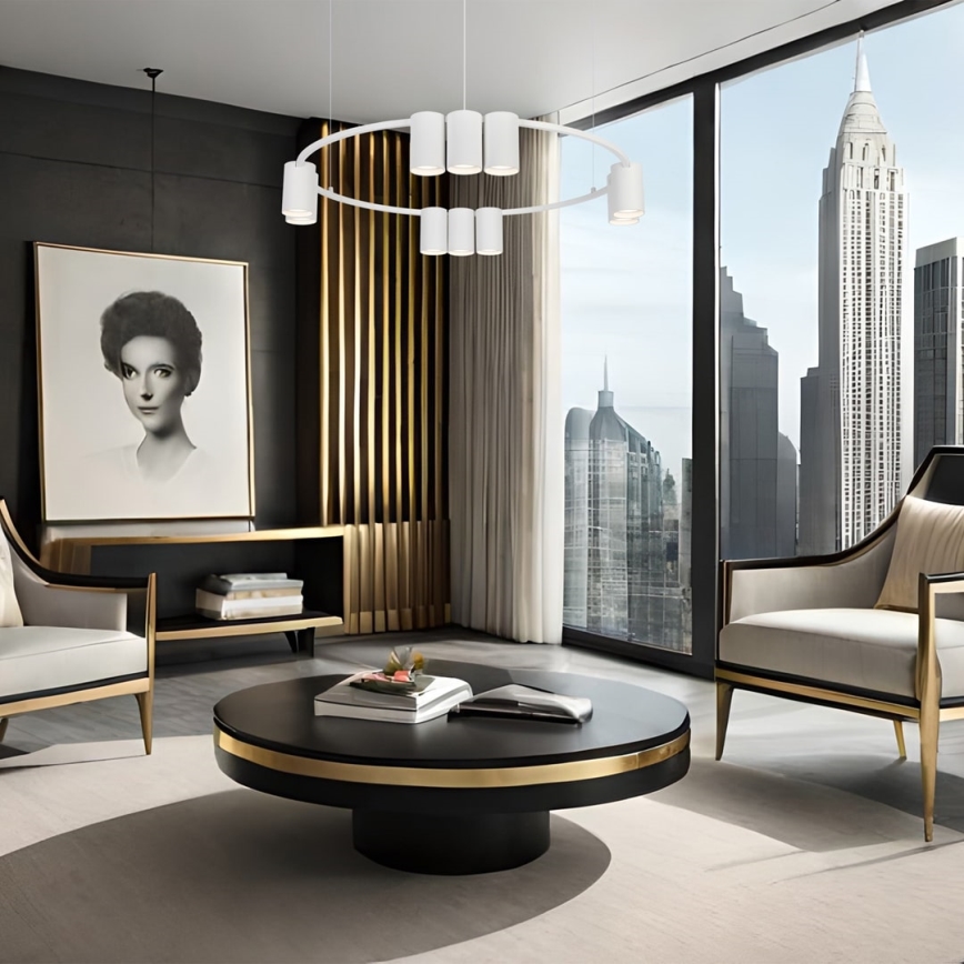 Ljuskrona med textilsladd GENESIS 10xGU10/8W/230V vit