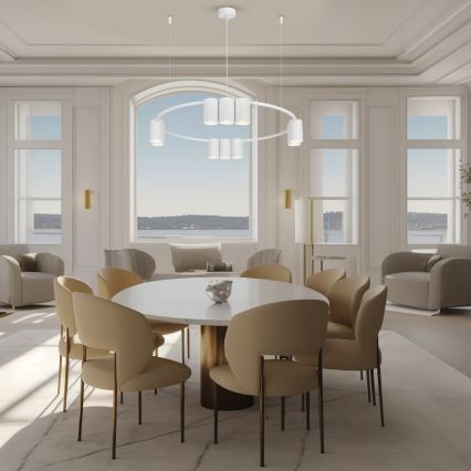 Ljuskrona med textilsladd GENESIS 10xGU10/8W/230V vit