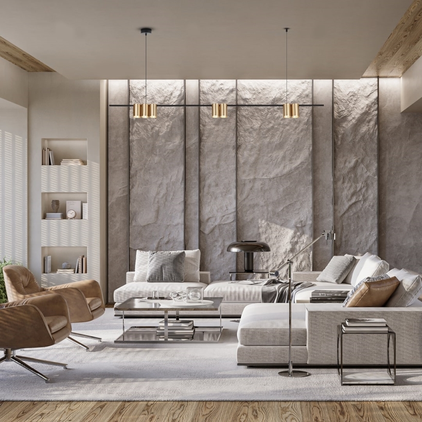 Ljuskrona med textilsladd GENESIS 7xGU10/8W/230V guld