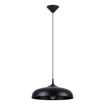 Ljuskrona med textilsladd GINA 1xE27/15W/230V diameter 38 cm svart