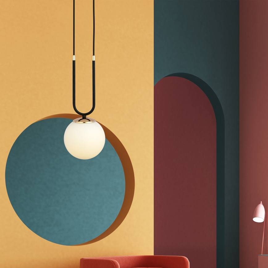 Ljuskrona med textilsladd GLAM 1xE14/10W/230V svart