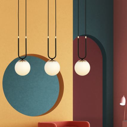 Ljuskrona med textilsladd GLAM 3xE14/10W/230V svart