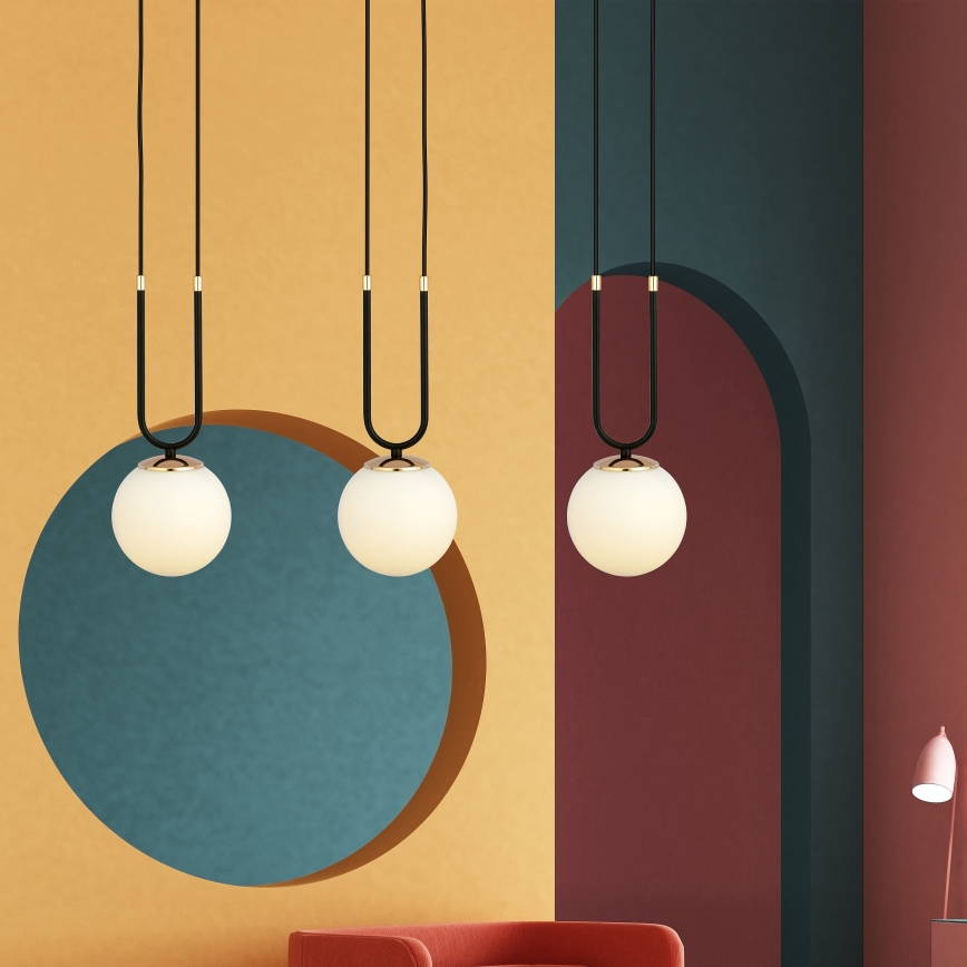 Ljuskrona med textilsladd GLAM 3xE14/10W/230V svart