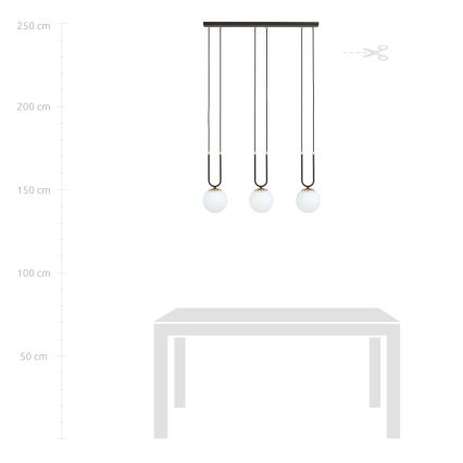 Ljuskrona med textilsladd GLAM 3xE14/10W/230V svart