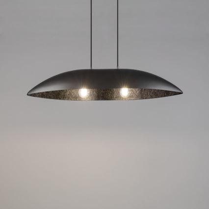 Ljuskrona med textilsladd GONDOLA 2xE27/60W/230V silver/svart