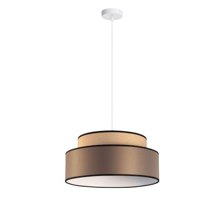 Ljuskrona med textilsladd GRACE 1xE27/60W/230V diameter 40 cm beige/brun