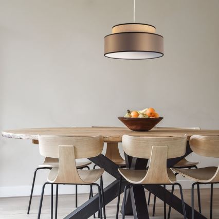 Ljuskrona med textilsladd GRACE 1xE27/60W/230V diameter 40 cm beige/brun