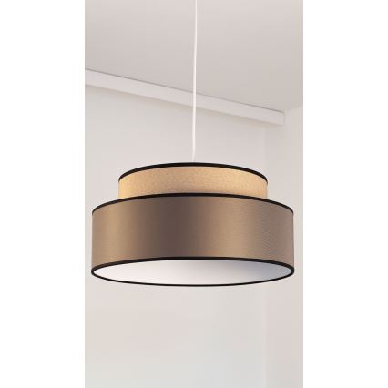 Ljuskrona med textilsladd GRACE 1xE27/60W/230V diameter 40 cm beige/brun