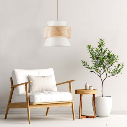 Ljuskrona med textilsladd GRENADA 1xE27/20W/230V diameter 40 cm beige