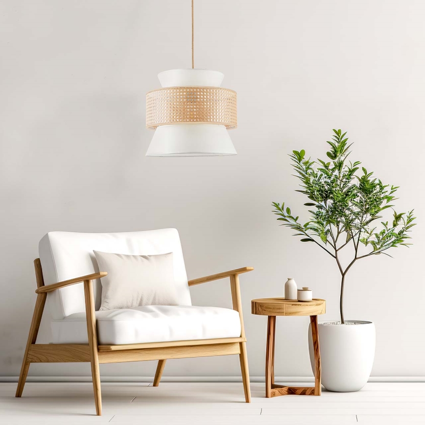 Ljuskrona med textilsladd GRENADA 1xE27/20W/230V diameter 40 cm beige