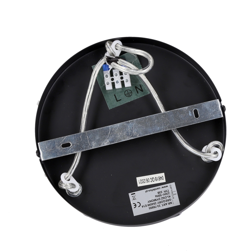 Ljuskrona med textilsladd GRENIKO 3xE14/40W/230V