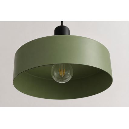 Ljuskrona med textilsladd HAKI 3xE27/60W/230V grön/svart
