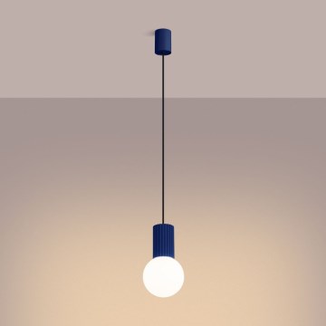 Ljuskrona med textilsladd HALO 1xG9/8W/230V diameter 12 cm blå