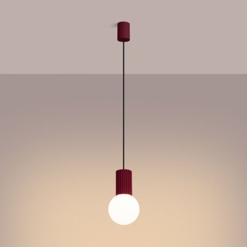 Ljuskrona med textilsladd HALO 1xG9/8W/230V diameter 12 cm röd