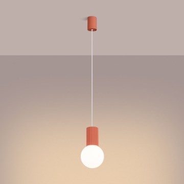 Ljuskrona med textilsladd HALO 1xG9/8W/230V diameter 12 cm rosa