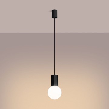 Ljuskrona med textilsladd HALO 1xG9/8W/230V diameter 12 cm svart