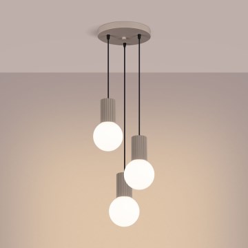 Ljuskrona med textilsladd HALO 3xG9/8W/230V diameter 25 cm beige