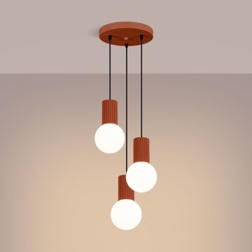 Ljuskrona med textilsladd HALO 3xG9/8W/230V diameter 25 cm orange