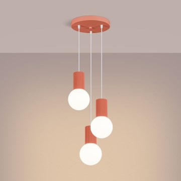 Ljuskrona med textilsladd HALO 3xG9/8W/230V diameter 25 cm rosa