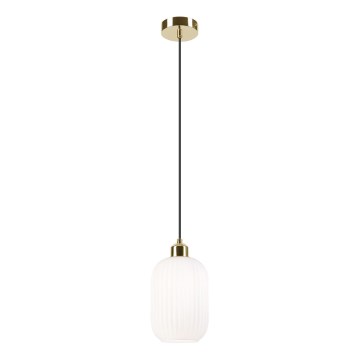 Ljuskrona med textilsladd HARMA 1xE27/15W/230V diameter 14 cm vit/guld