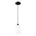 Ljuskrona med textilsladd HARMA 1xE27/15W/230V diameter 14 cm vit/svart