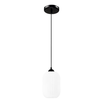 Ljuskrona med textilsladd HARMA 1xE27/15W/230V diameter 14 cm vit/svart