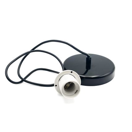 Ljuskrona med textilsladd HARMA 1xE27/15W/230V diameter 14 cm vit/svart