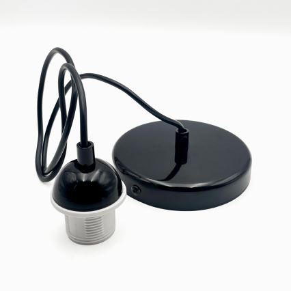 Ljuskrona med textilsladd HARMA 1xE27/15W/230V diameter 14 cm vit/svart