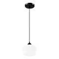 Ljuskrona med textilsladd HARMA 1xE27/15W/230V diameter 20 cm vit/svart