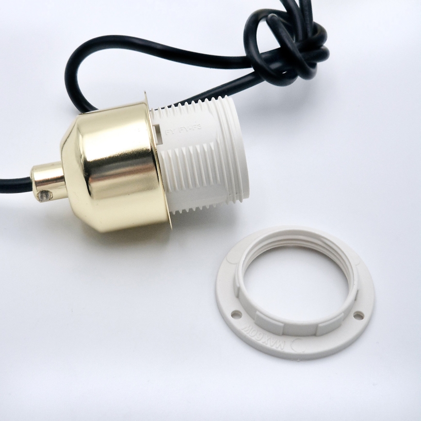 Ljuskrona med textilsladd HARMA 1xE27/15W/230V diameter 25 cm vit/guld