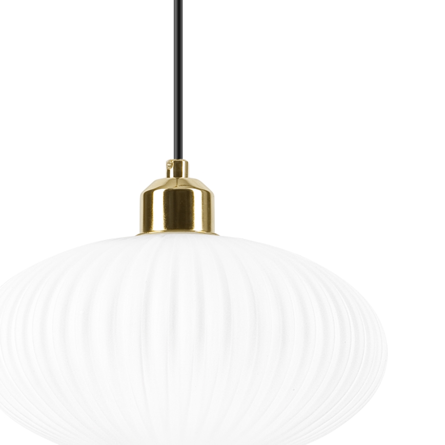 Ljuskrona med textilsladd HARMA 1xE27/15W/230V diameter 25 cm vit/guld