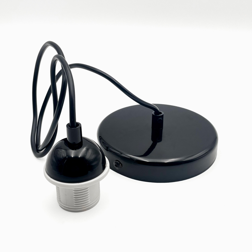 Ljuskrona med textilsladd HARMA 1xE27/15W/230V diameter 25 cm vit/svart
