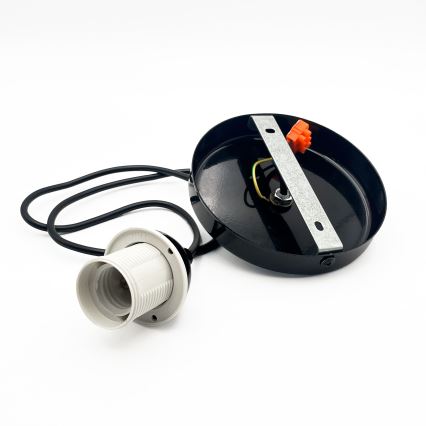 Ljuskrona med textilsladd HARMA 1xE27/15W/230V diameter 25 cm vit/svart