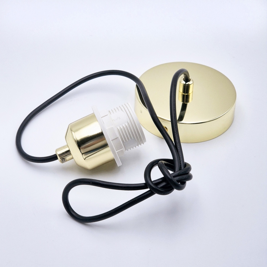 Ljuskrona med textilsladd HARMA 1xE27/15W/230V diameter 30 cm vit/guld