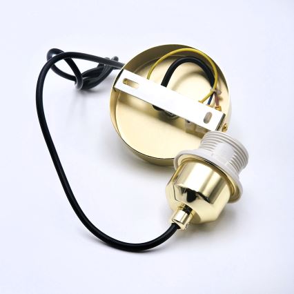 Ljuskrona med textilsladd HARMA 1xE27/15W/230V diameter 30 cm vit/guld